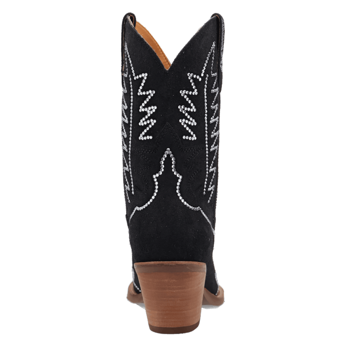 PRODUCT SHOT TINY PONY SUEDE LEATHER BOOTIE AT 180 DEGREE BACK ANGLE