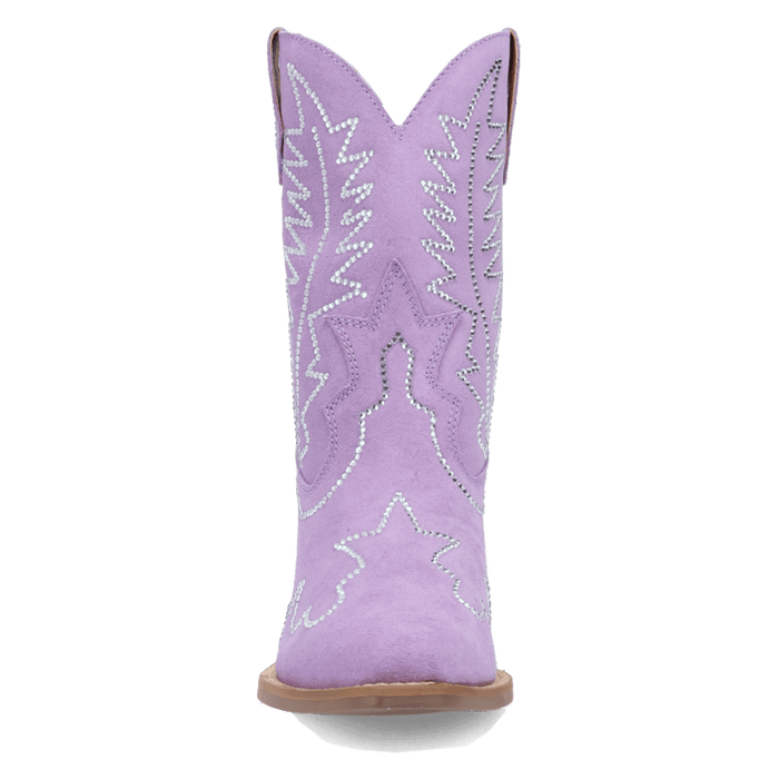 PRODUCT SHOT TINY PONY SUEDE LEATHER BOOTIE AT FRONT ANGLE