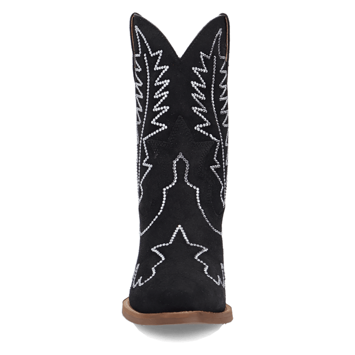 PRODUCT SHOT TINY PONY SUEDE LEATHER BOOTIE AT FRONT ANGLE