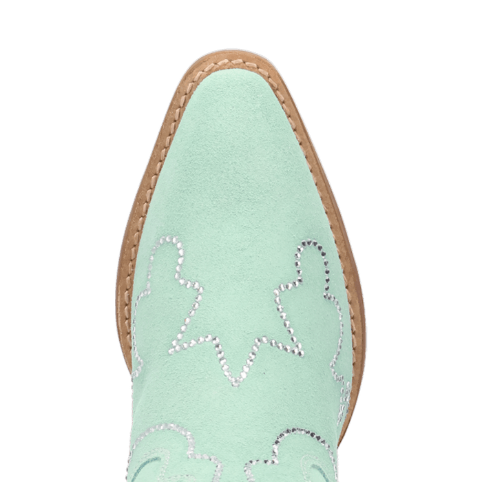 PRODUCT SHOT TINY PONY SUEDE LEATHER BOOTIE AT TOE ANGLE