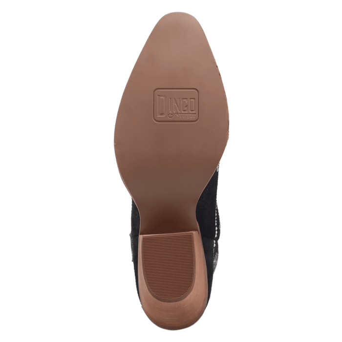 PRODUCT SHOT TINY PONY SUEDE LEATHER BOOTIE AT OUTSOLE ANGLE