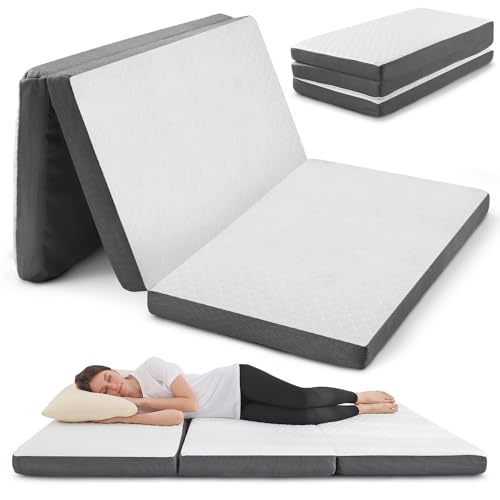 Tri-Fold Full Memory Foam Mattress – Foldable Guest Bed with Washable Cover