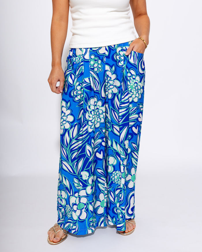 Tropical Floral Wide Leg Cropped Pants