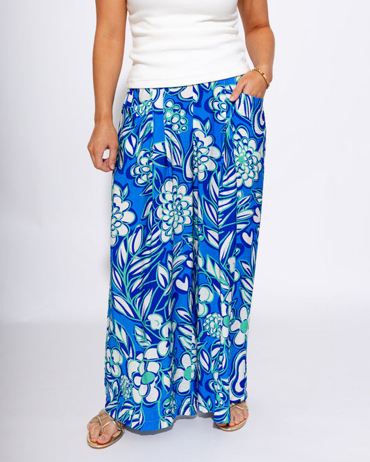 Tropical Floral Wide Leg Cropped Pants