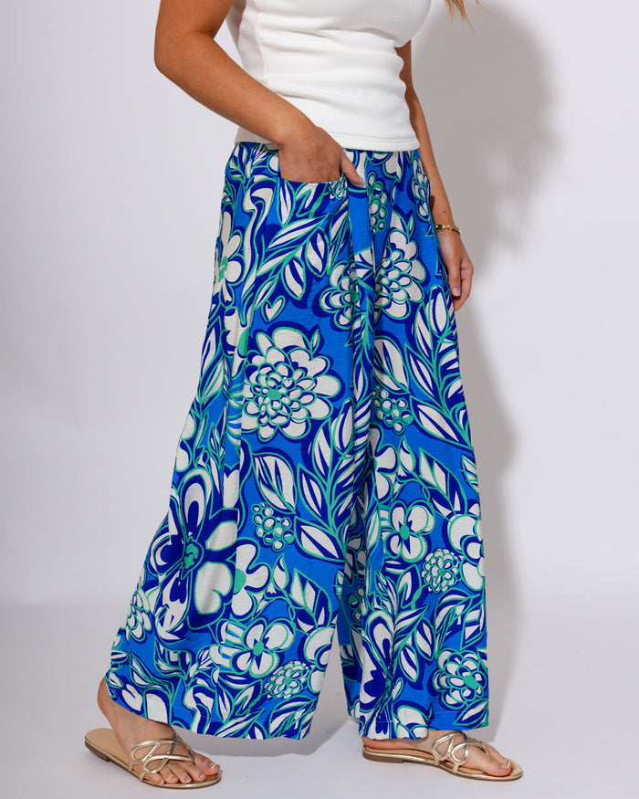 Tropical Floral Wide Leg Cropped Pants