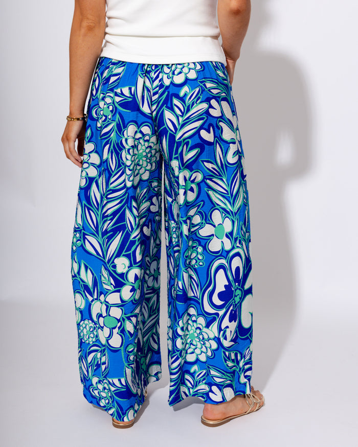 Tropical Floral Wide Leg Cropped Pants