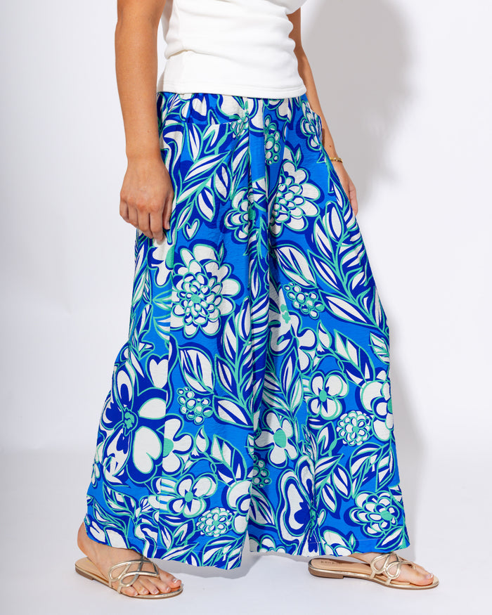 Tropical Floral Wide Leg Cropped Pants