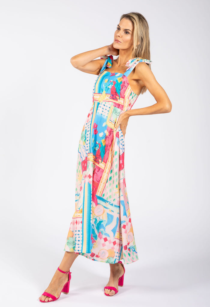 Tropical Print Midi Dress