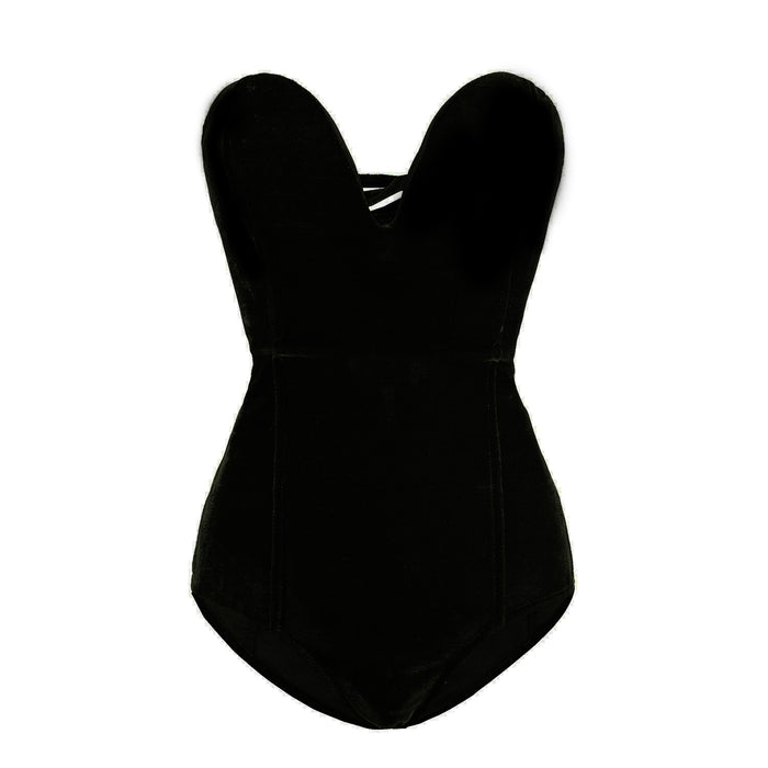 Tube Top Velvet Bodysuit Leotard Corset Back