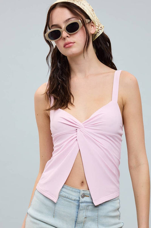 TWISTED BUST BRIGHT SOLID COLOR CAMI CROP TOP