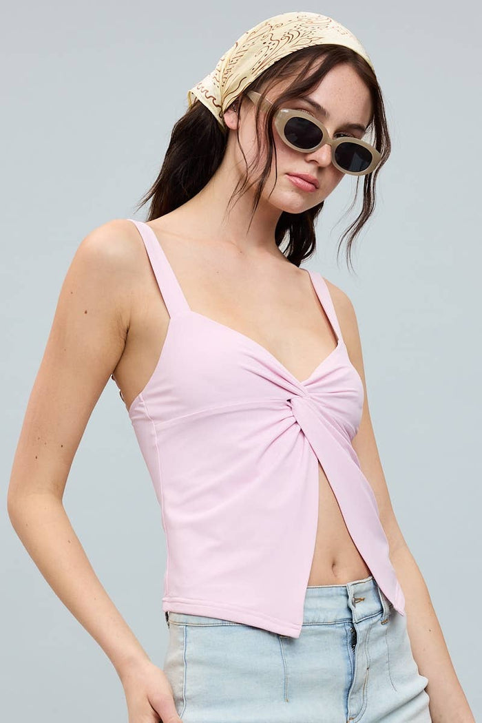 TWISTED BUST BRIGHT SOLID COLOR CAMI CROP TOP