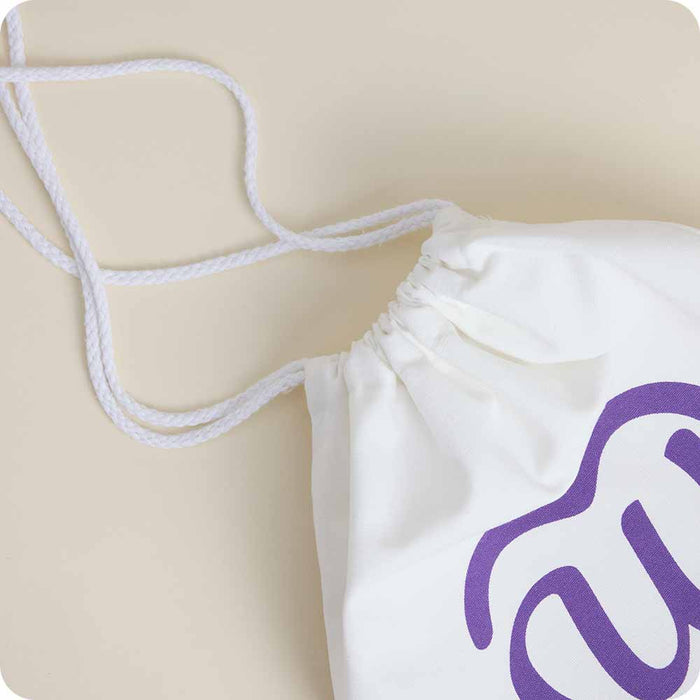 Warmies microwave-safe, reusable, drawstring canvas bag
