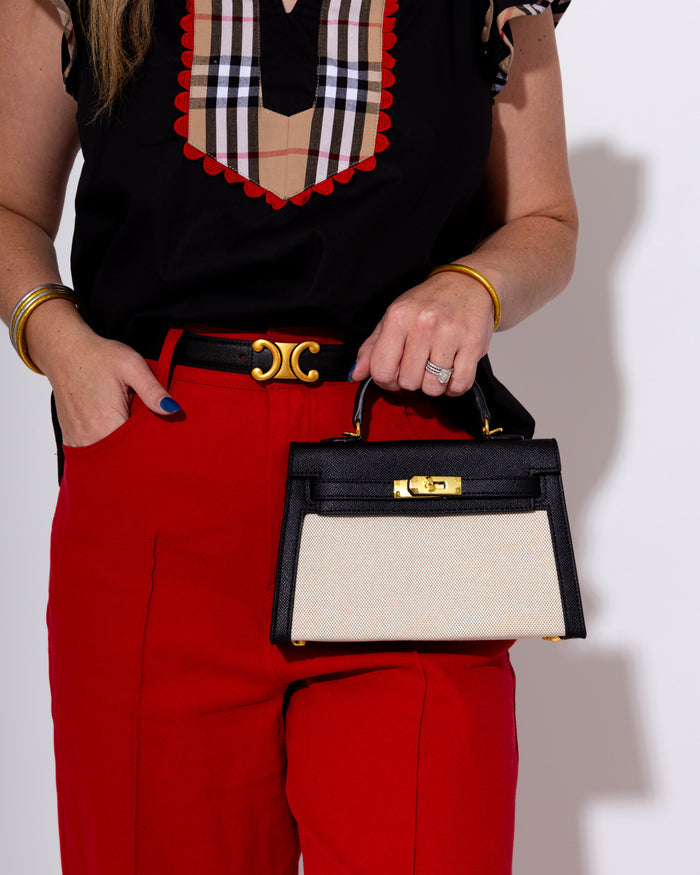 Two tone Mini Statement Handbag in Black