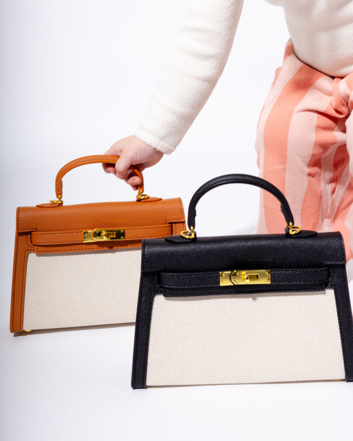 Two tone Mini Statement Handbag in Black