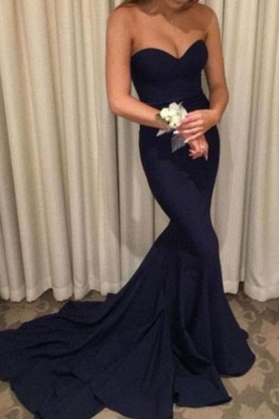 Unique Prom Dress 2022 Sexy Strapless Mermaid Satin