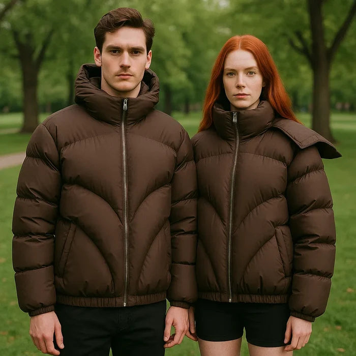 Unisex Detachable Hood Cotton-Padded Jacket – Thick Warm Zip-Up Coat with Loose Fit, Street Style Design & Versatile Winter Outerwear