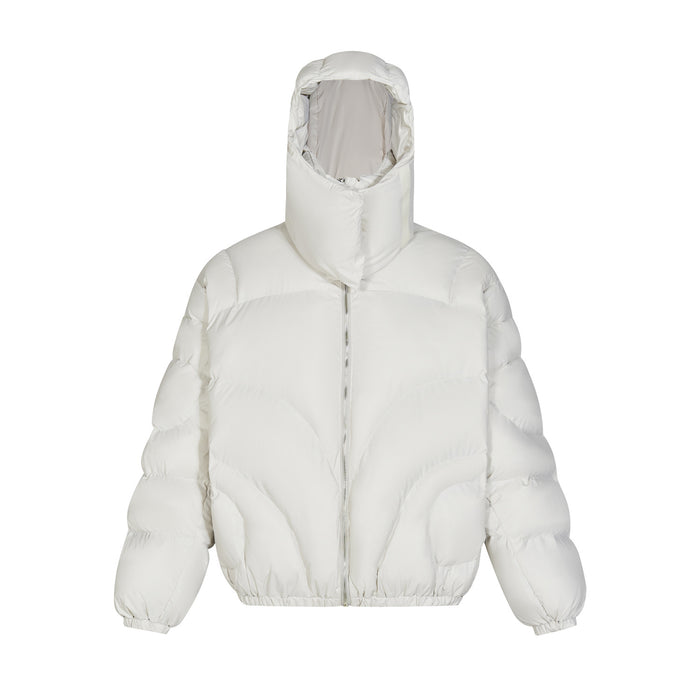 Unisex Detachable Hood Cotton-Padded Jacket – Thick Warm Zip-Up Coat with Loose Fit, Street Style Design & Versatile Winter Outerwear