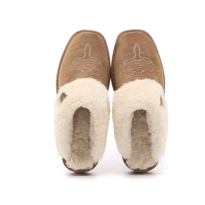 Unisex Thermal Leather House Slippers – Warm Fur Lined Slip-On Winter Indoor Shoes, EVA Sole, Sizes 6–13