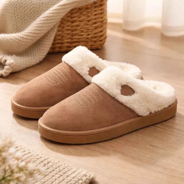 Unisex Thermal Leather House Slippers – Warm Fur Lined Slip-On Winter Indoor Shoes, EVA Sole, Sizes 6–13