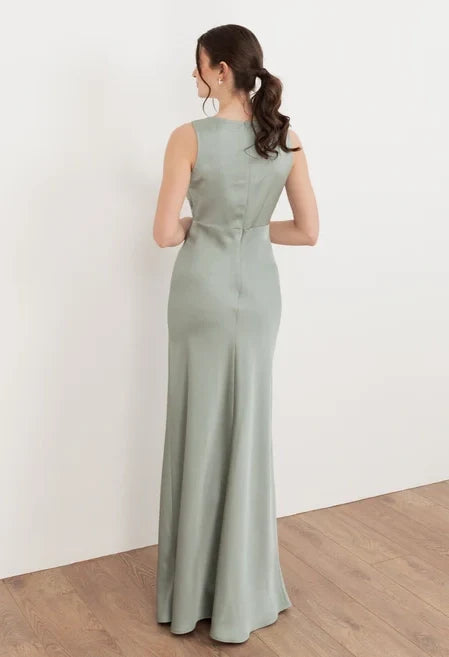 V-Neck Satin Maxi Dress