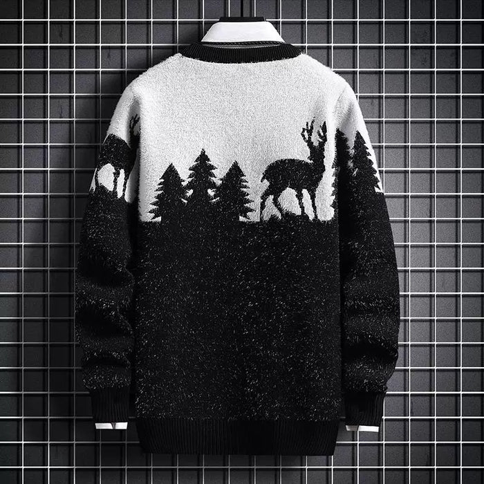 Velvet Christmas Tree round Neck Knitted Cotton Knitwear