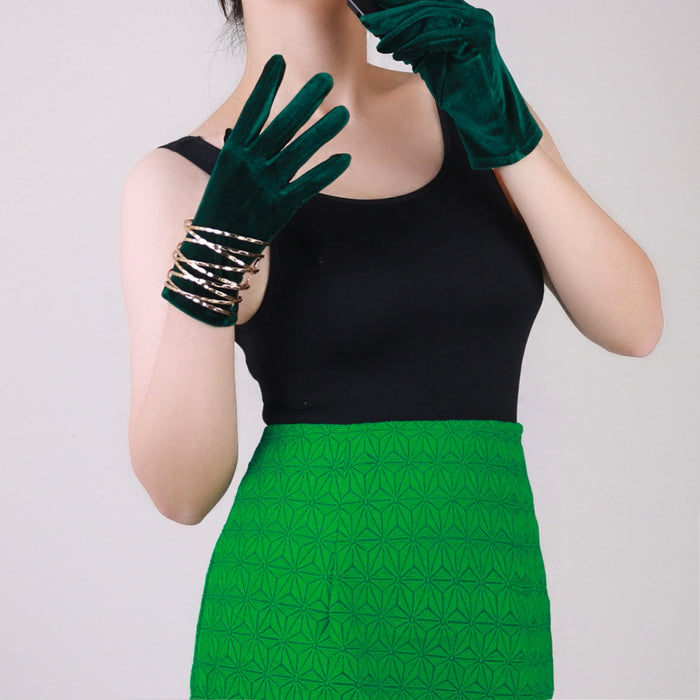 Velvet Gloves for Women Short Elbow Length Long Halloween Gloves Poison Ivy