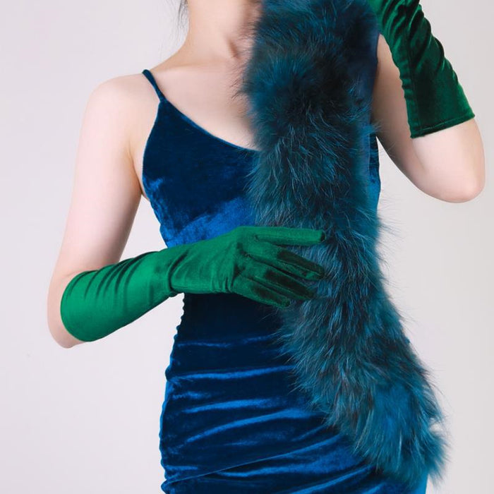 Velvet Gloves for Women Short Elbow Length Long Halloween Gloves Poison Ivy