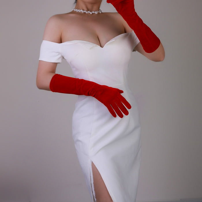 Velvet Gloves for Women Short Elbow Length Long Halloween Gloves Poison Ivy