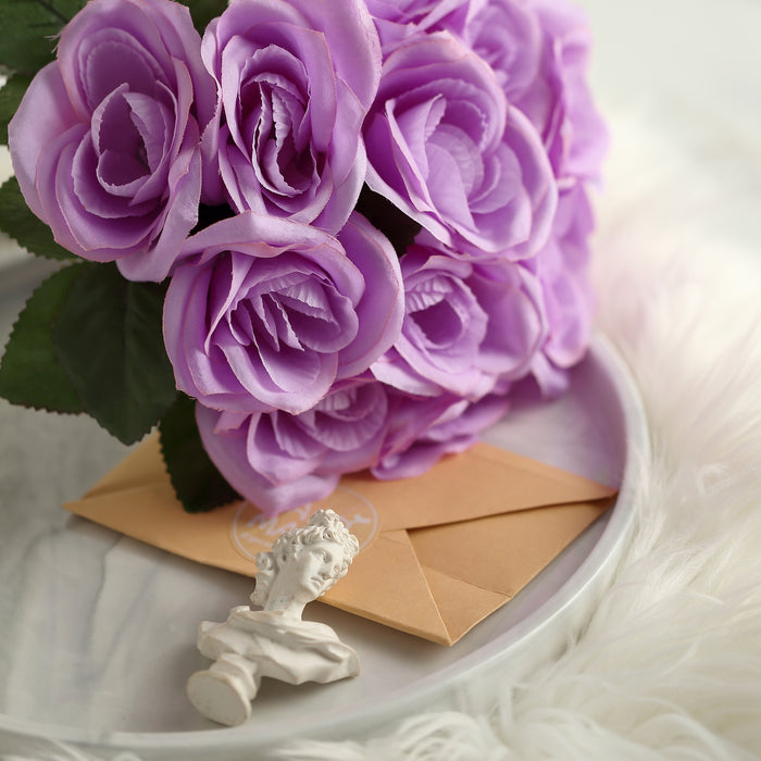 Velvet Rose Bouquet Artificial Flowers- Lavender
