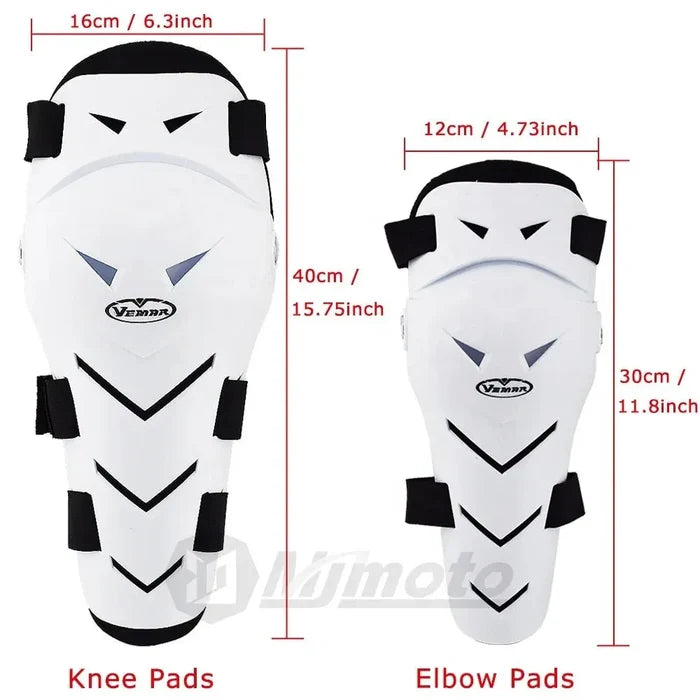 VEMAR 4PCS Motorcycle Elbow Knee Pads Protector Set with Adjustable Fit - Black - Allen-Fitness