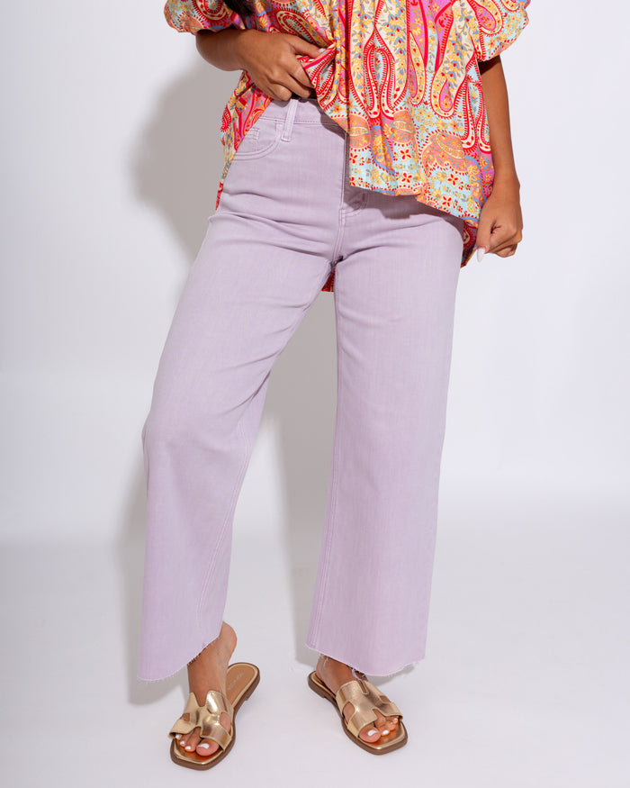 Vervet | High Rise Crop Wide Leg Jeans in Lavender