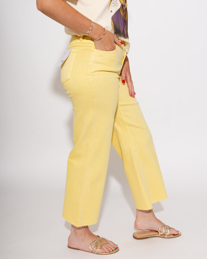 Vervet | High Rise Crop Wide Leg Jeans in Yellow