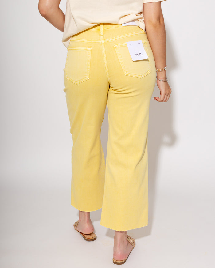 Vervet | High Rise Crop Wide Leg Jeans in Yellow