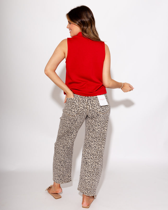 Vervet | Leopard Print Utility Barrel Jeans