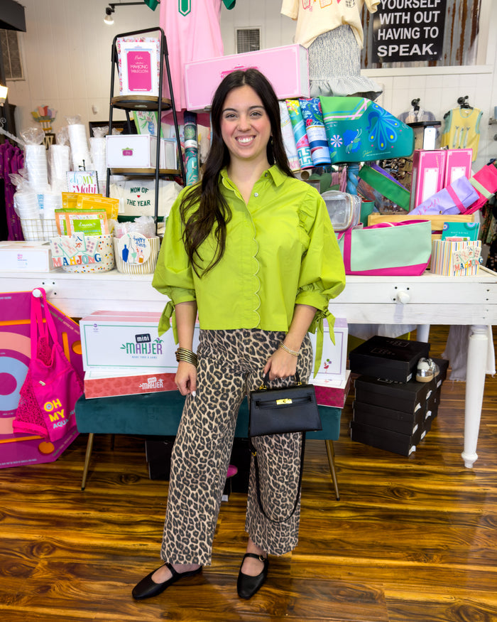 Vervet | Olivia Cropped Wide Leg Leopard Jeans