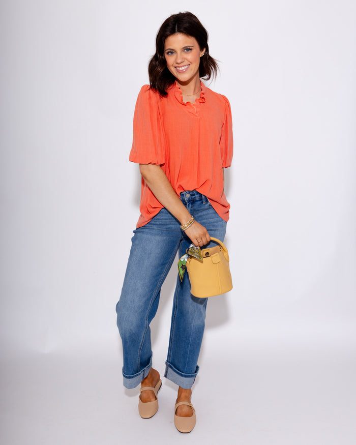 Vervet | Slim Wide Cuffed Jeans in Delicate Gleam