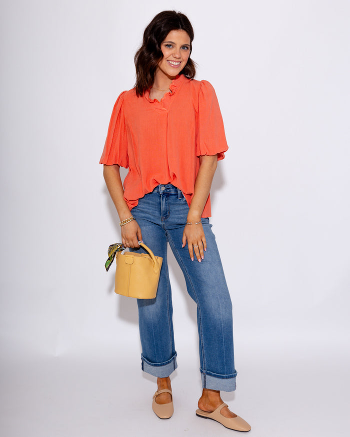 Vervet | Slim Wide Cuffed Jeans in Delicate Gleam