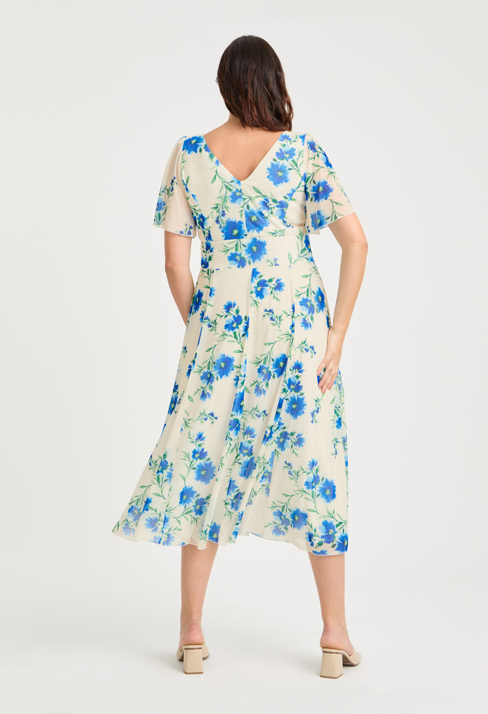 Victoria Angel Sleeve Mesh Midi Curve+ Dress