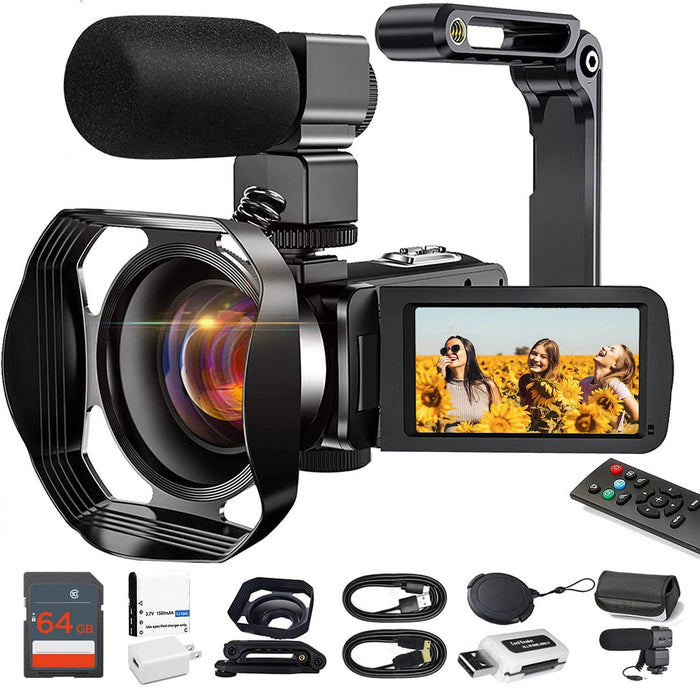 Video Camera 4K Camcorder WiFi 48MP Vlogging Camera for YouTube with Microphone