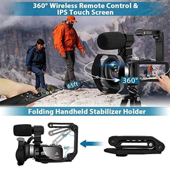 Video Camera Camcorder 4K WiFi 48MP Vlogging Camera for YouTube with Microphone