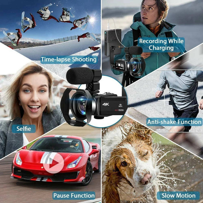 Video Camera Camcorder 4K WiFi 48MP Vlogging Camera for YouTube with Microphone