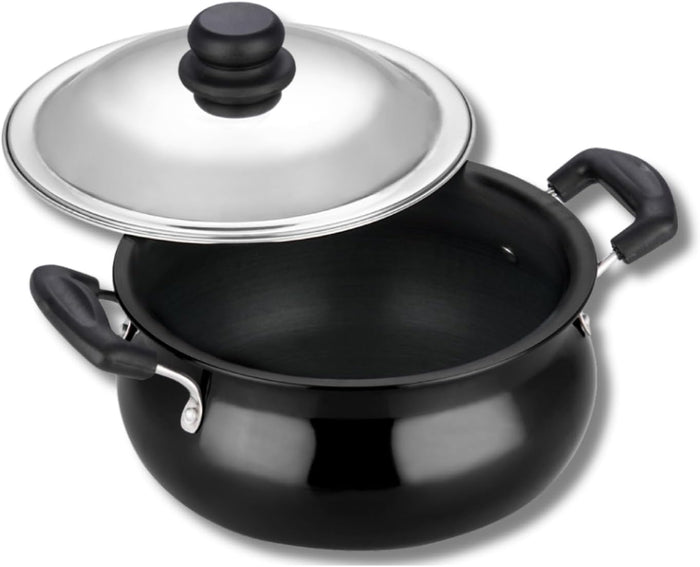 Vinod Black Pearl Hard Anodised Handi with Lid 5.0 Liters Medium
