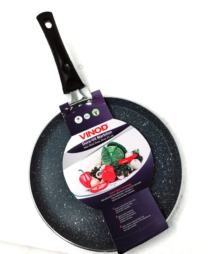 Vinod Non-Stick 250mm Dosa Tawa/Griddle, 10" Dura Vit Marbilon