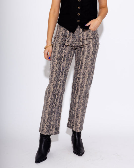 Vintage Straight Snake Print Jeans