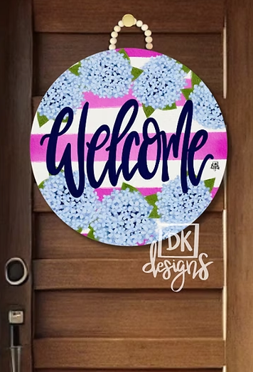 Welcome Hydrangea Door Hanger