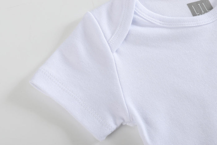White Organic Cotton Short Sleeve Bodysuit - Lil Cactus