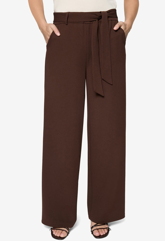 Wide Leg Belted Trousers