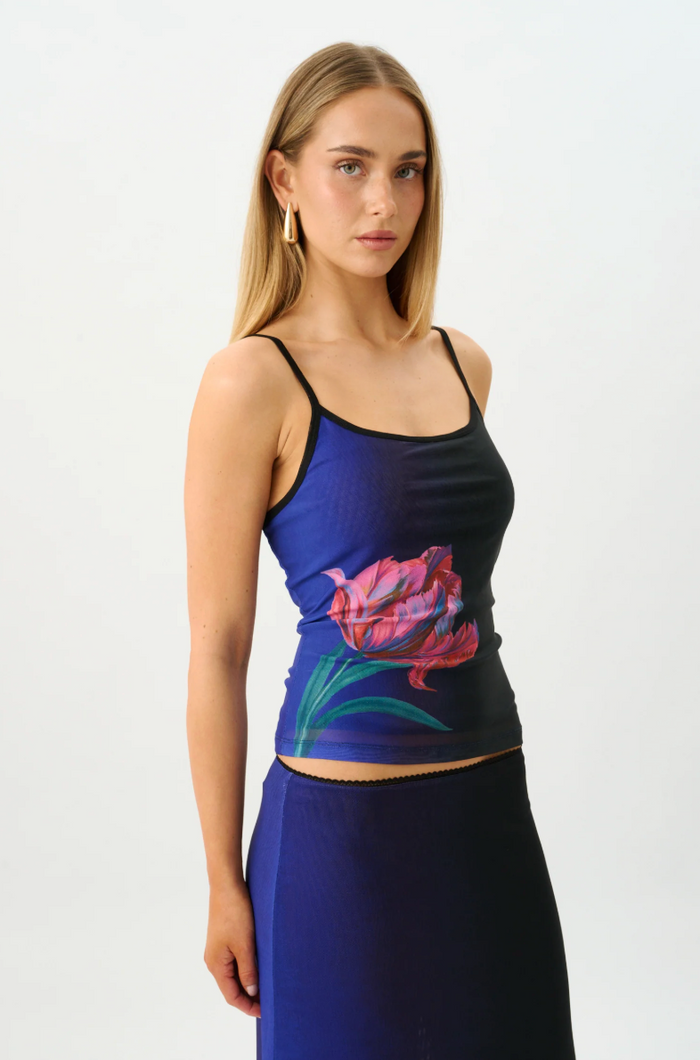 With Harper Lu Camisole Mesh - Cobalt Floral