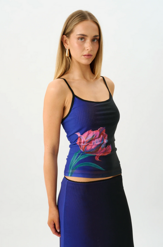 With Harper Lu Camisole Mesh - Cobalt Floral