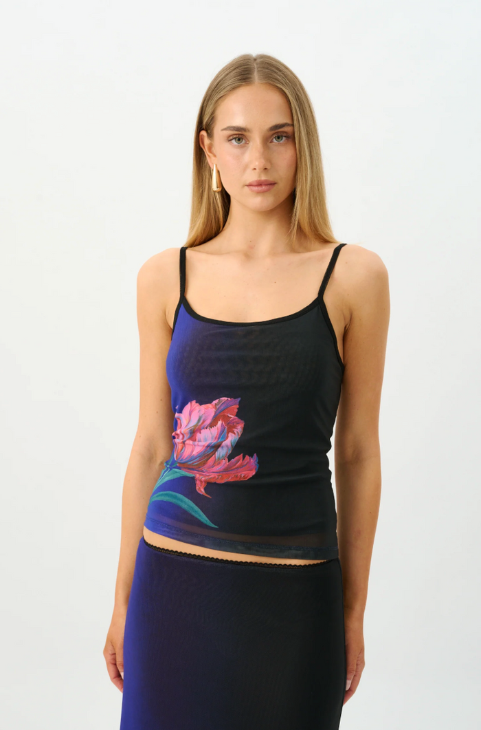 With Harper Lu Camisole Mesh - Cobalt Floral